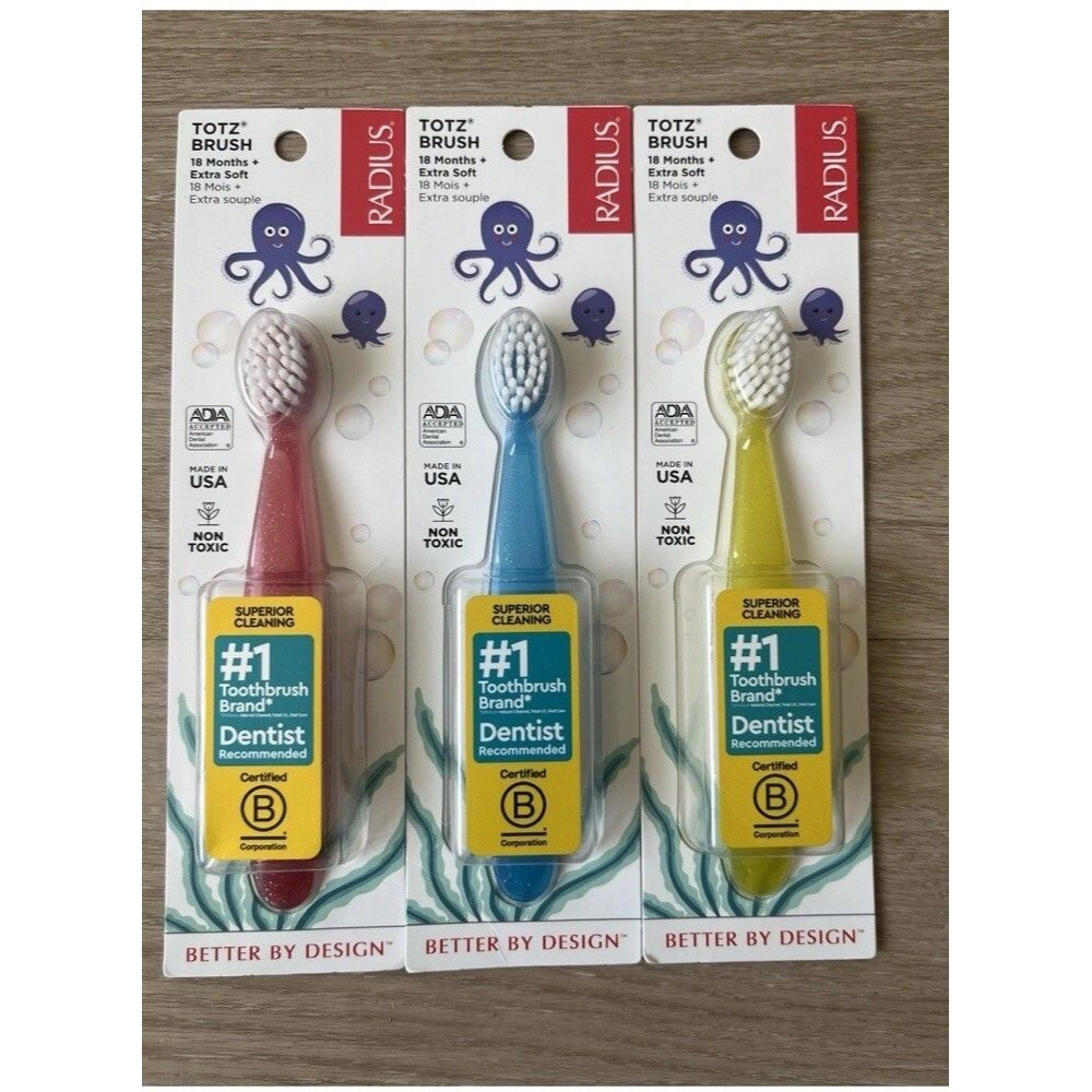 3 Brushes Radius Totz Brush 18 Months+ Extra Soft Tooth Brush Toddlers Infant
